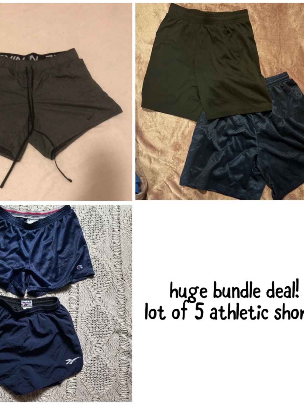 Bundle lot deal! 5 pairs athletic shorts navy black champion short Nike dri-fit